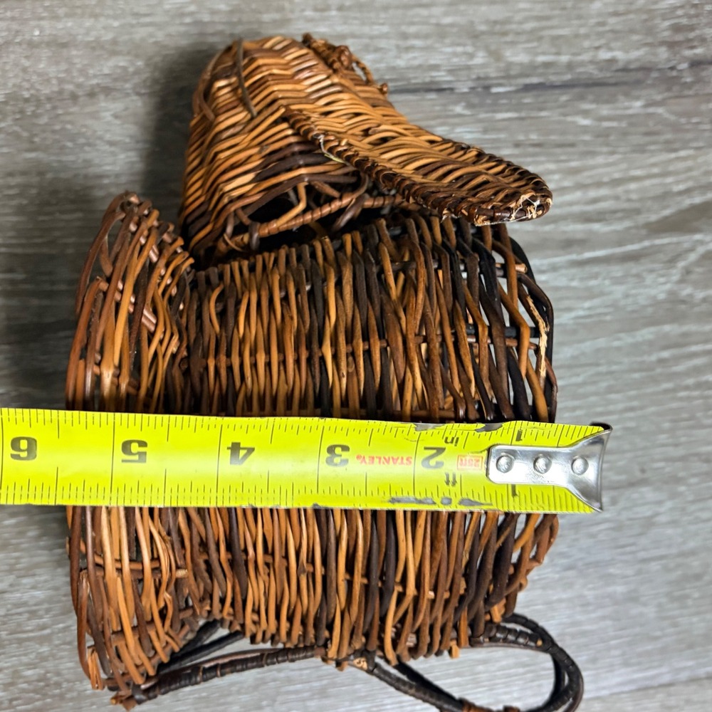 Vintage Wicker Rabbit Basket Woven Animal Planter Figurine Brown Rustic Decor - Picture 8 of 12